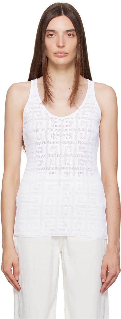 givenchy white tank top|Cropped tank top in cotton with 4G detail .